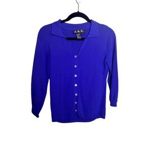 J. A. C. Women’s Bold Blue Blouse Large Buttons Cardigan Size Medium